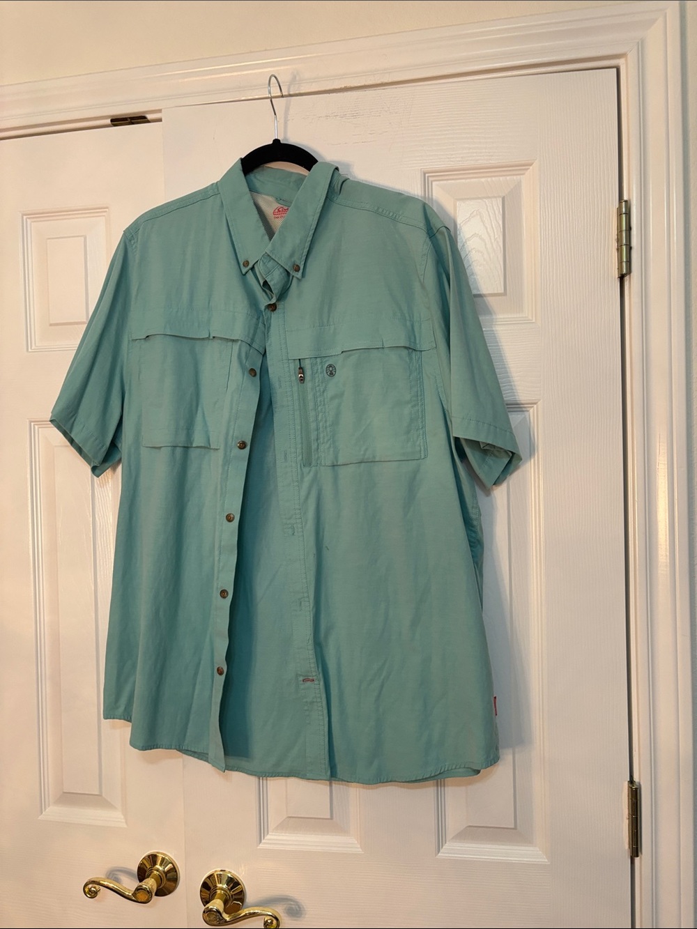 Coleman Short-Sleeve Button-Down Shirt in Teal Green